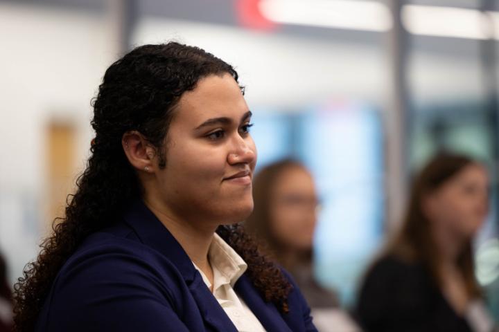 A students listens intently